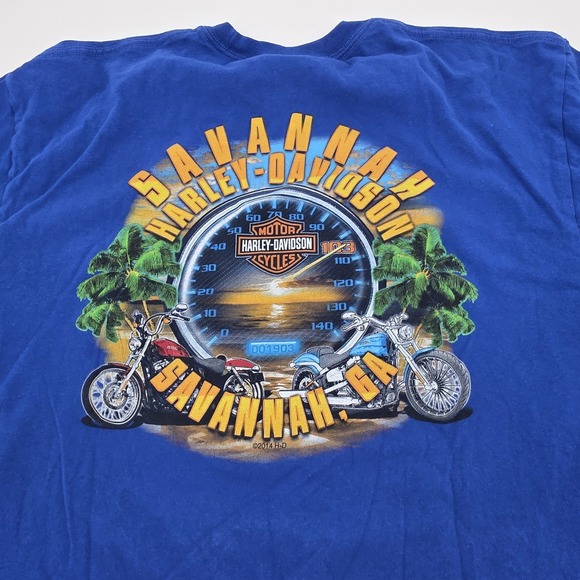 Harley-Davidson Other - Harley Davidson Savannah GA T Shirt Mens XL Biker Motorcycle Blue Moto Classic